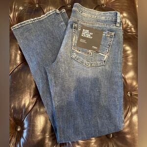 Silver Jeans Co Elyse Curvy Fit Mid Rise Slim Boot Denim Blue Jeans Size 10